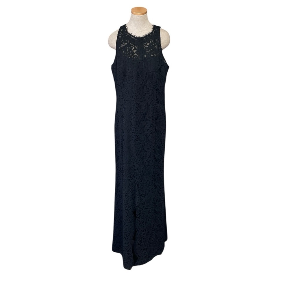 JS COLLECTIONS Formal Black Lace Maxi Dress Sleeveless NWT Prom Wedding Size 16